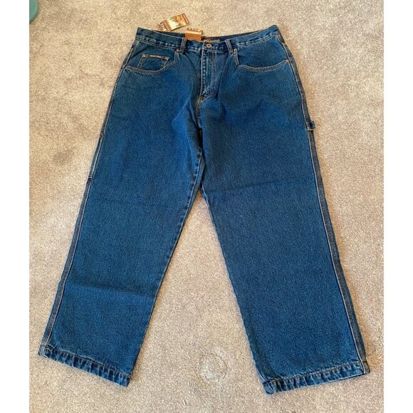 Moose Creek Mens Flannel Lined Denim Jeans Pants 38x30 Relaxed Fit Blue - Picture 1 of 13